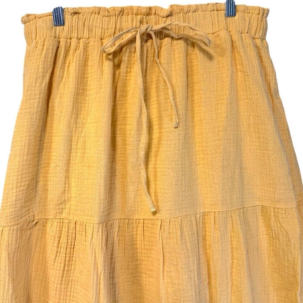 Boho Tiered Midi Skirt w/ Pockets & Elastic Waist |  Yellow | Very J | NWT L - Picture 8 of 12